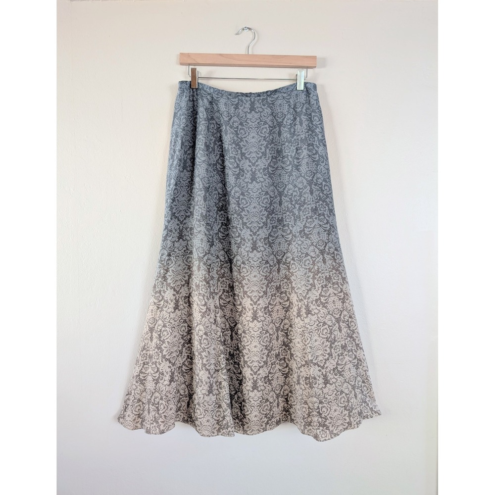 Vintage 100% Silk Y2K Ombre Floral Maxi Skirt Fairy Indie Grunge M Liz Claiborne